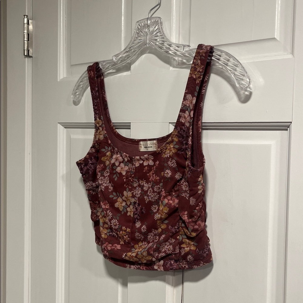 Altar’d State Mauve Floral Crop Tank Size Small Made in USA - Picture 2 of 9